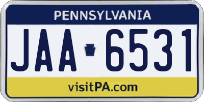 PA license plate JAA6531