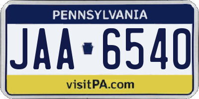 PA license plate JAA6540