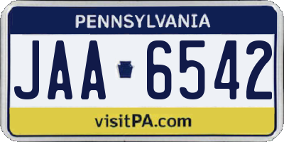 PA license plate JAA6542