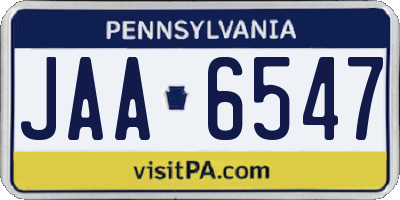 PA license plate JAA6547