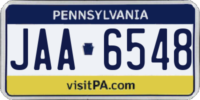 PA license plate JAA6548