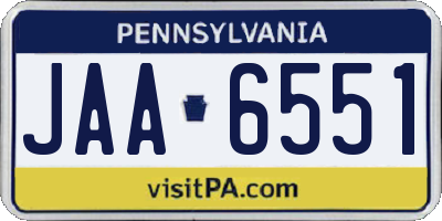 PA license plate JAA6551