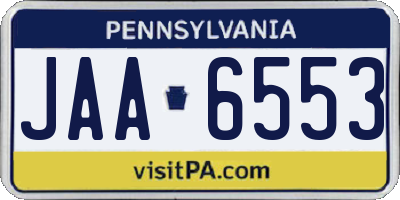 PA license plate JAA6553