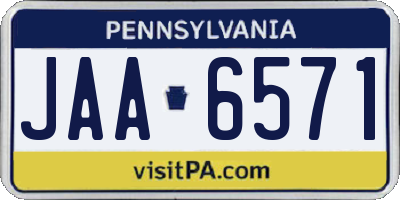 PA license plate JAA6571