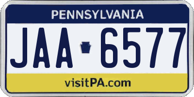 PA license plate JAA6577