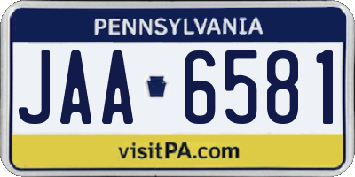 PA license plate JAA6581