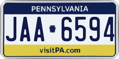 PA license plate JAA6594