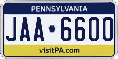 PA license plate JAA6600