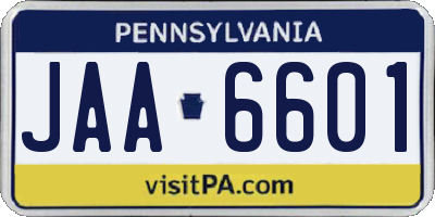 PA license plate JAA6601