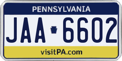 PA license plate JAA6602