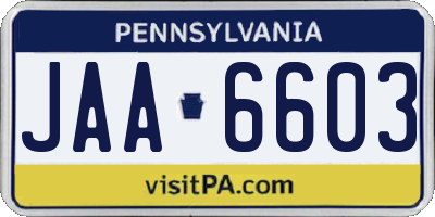 PA license plate JAA6603