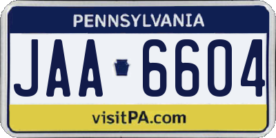 PA license plate JAA6604