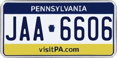 PA license plate JAA6606