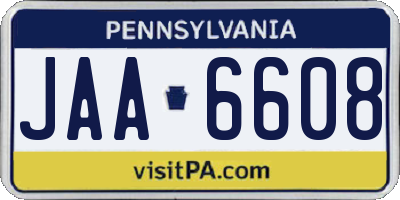 PA license plate JAA6608