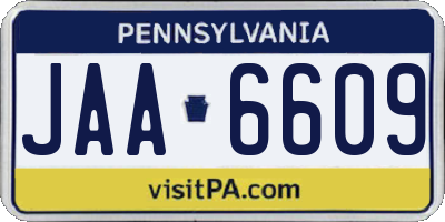 PA license plate JAA6609