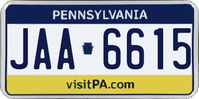 PA license plate JAA6615