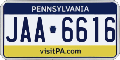 PA license plate JAA6616