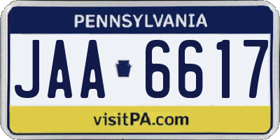 PA license plate JAA6617