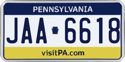 PA license plate JAA6618