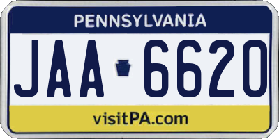 PA license plate JAA6620