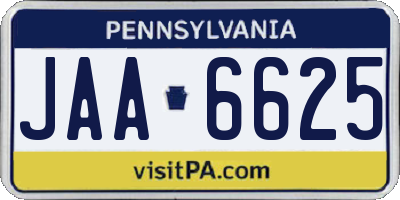 PA license plate JAA6625