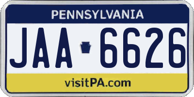 PA license plate JAA6626