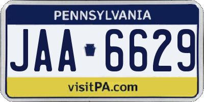 PA license plate JAA6629