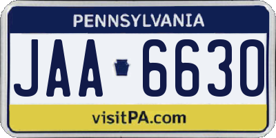 PA license plate JAA6630