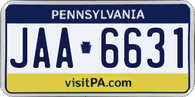 PA license plate JAA6631