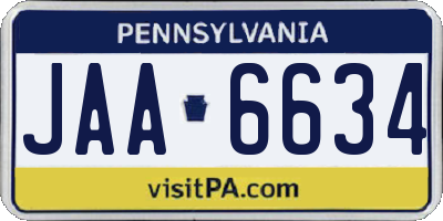 PA license plate JAA6634