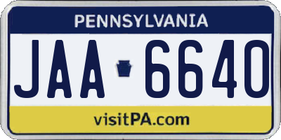 PA license plate JAA6640