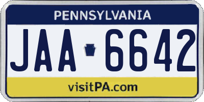 PA license plate JAA6642