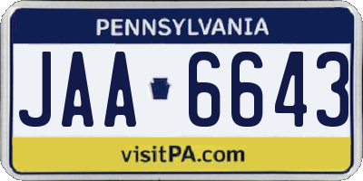 PA license plate JAA6643