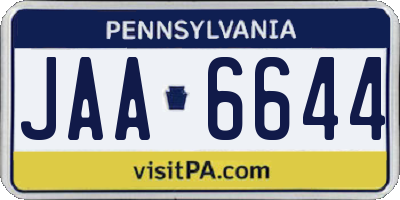 PA license plate JAA6644