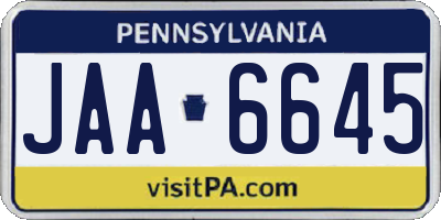 PA license plate JAA6645