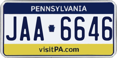 PA license plate JAA6646