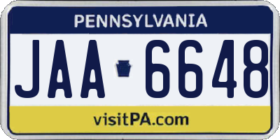 PA license plate JAA6648