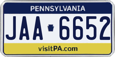 PA license plate JAA6652