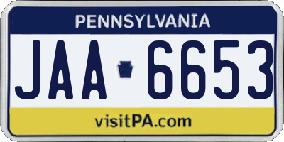 PA license plate JAA6653