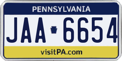 PA license plate JAA6654