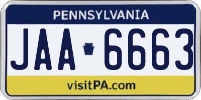 PA license plate JAA6663