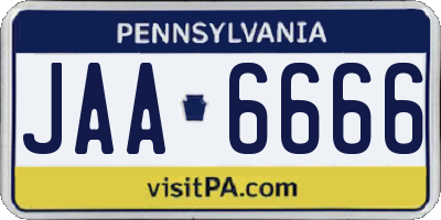 PA license plate JAA6666