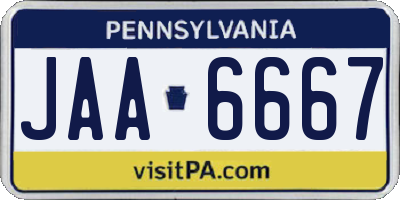 PA license plate JAA6667