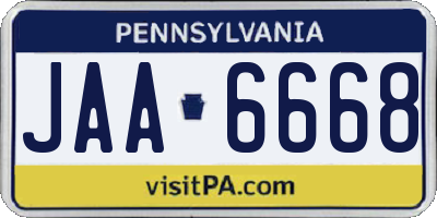 PA license plate JAA6668