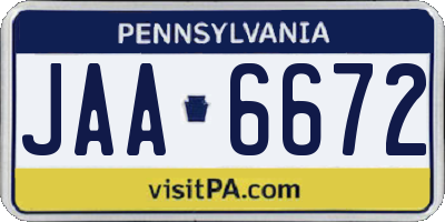 PA license plate JAA6672