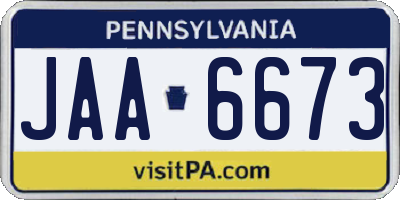 PA license plate JAA6673