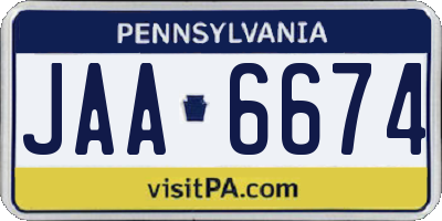 PA license plate JAA6674