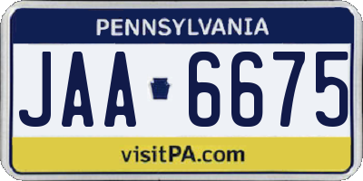 PA license plate JAA6675