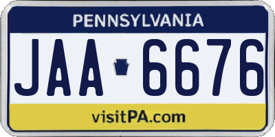 PA license plate JAA6676