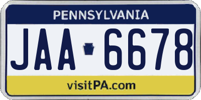 PA license plate JAA6678